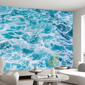 Aqua Ozeanwelle Tapete & Meerschaum Wandbild Wasserfall Natur Ozean Wohnzimmer Schälen und Stick Dekor Startraum