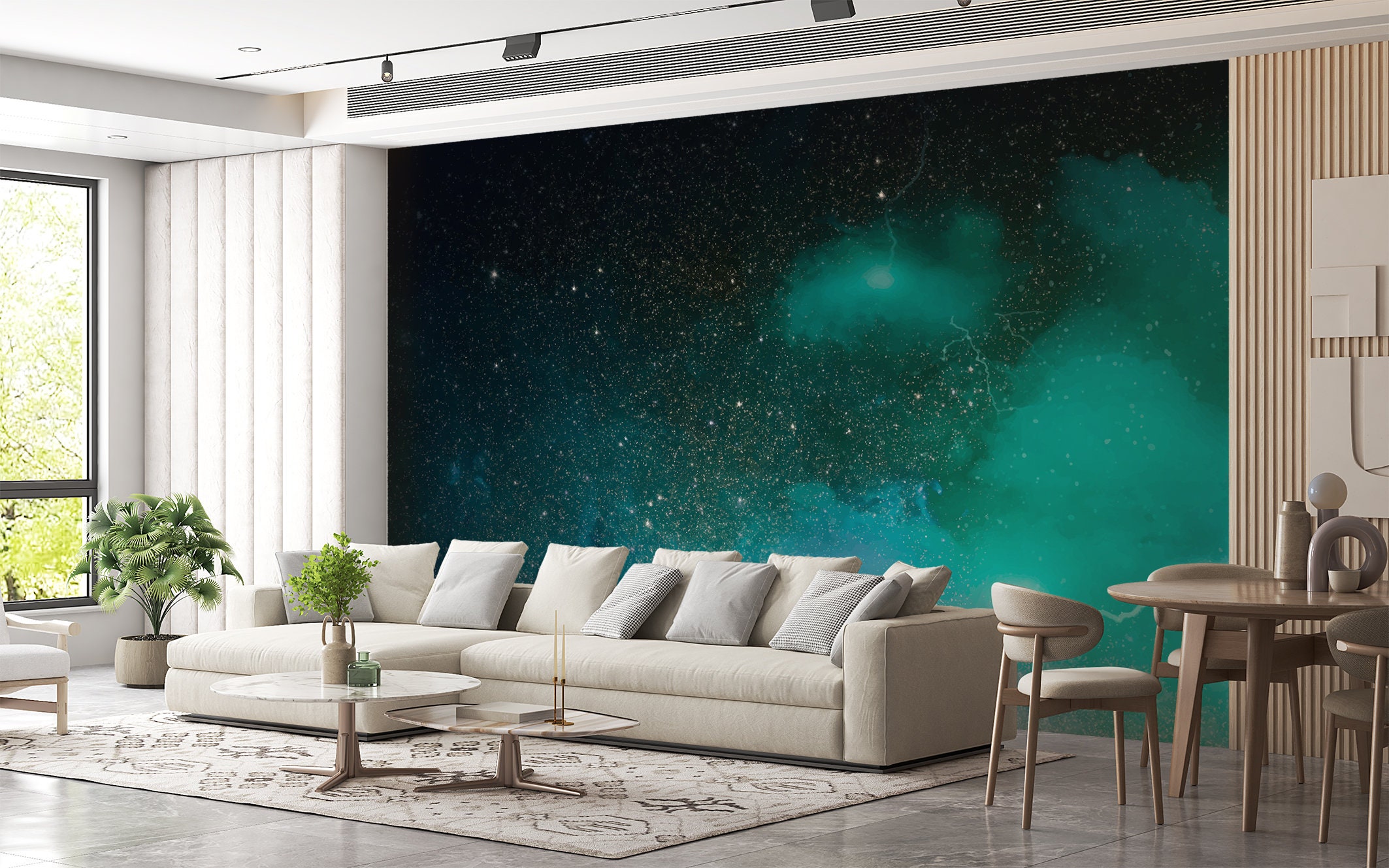 Green Space Milky Way Wall Art Mural & Wallpaper Nebula Galaxy - Etsy