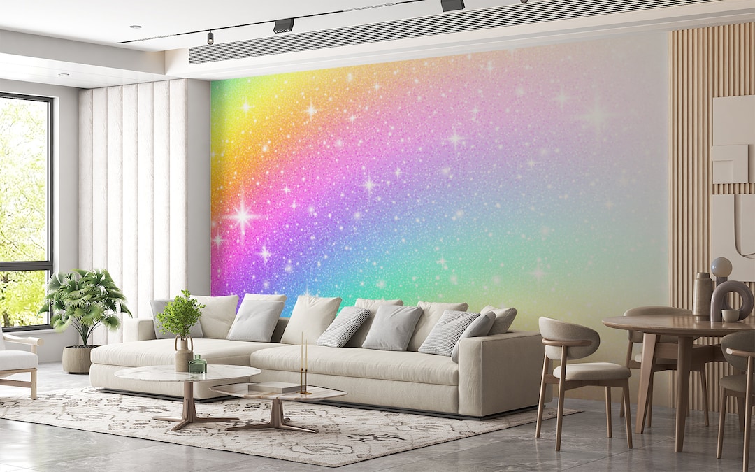 Rainbow Stars Wallpaper Mural, Kids Nursery Peel and Stick Wall Art - Etsy