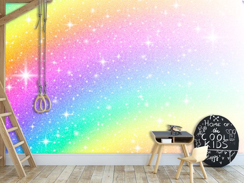 Rainbow Stars Wallpaper Mural, Kids Nursery Peel and Stick Wall Art - Etsy