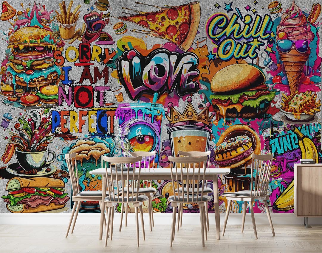 Graffiti Food Wall Art Mural & Wallpaper Urban Street Art Wall Mural ...