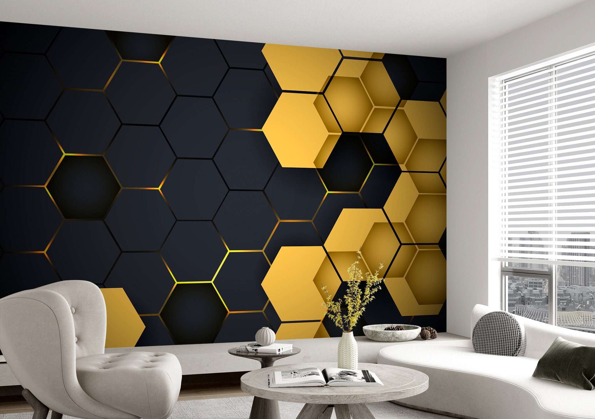 Art Mural Hexagone 3D (Pack 8)