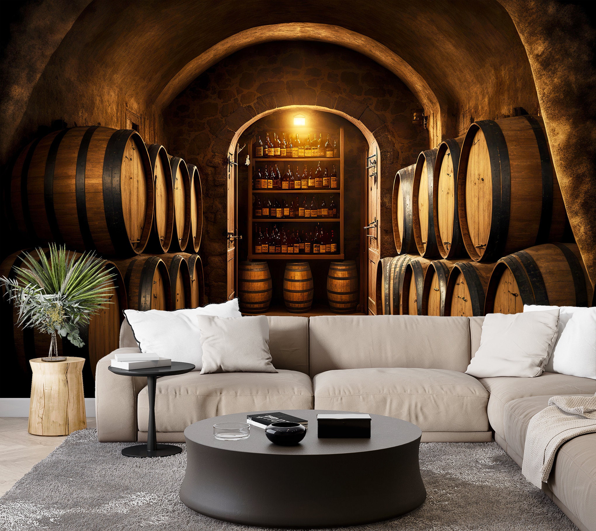 Winemaking Cellar & Wallpaper Wine Barrel Wall Art Mural Wine - Etsy