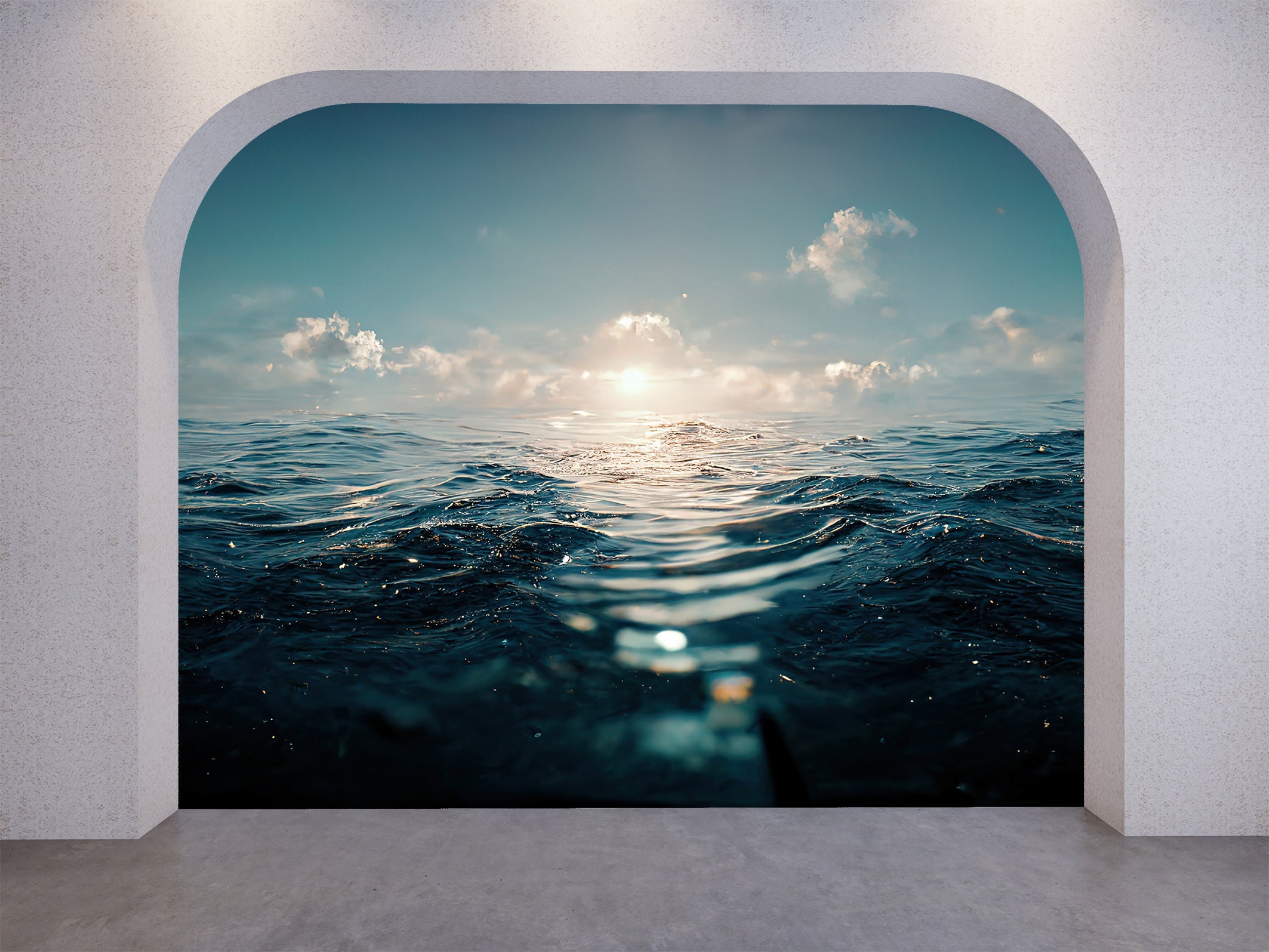 Blue Sea Wall Art Mural Ocean & Sea Abstract Wallpaper Etsy