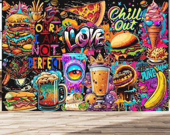 ストリートアート/グラフィティ/写真作品/バラ売り可 ストリートフードアート壁紙グラフィティアーバンストリートアート壁画