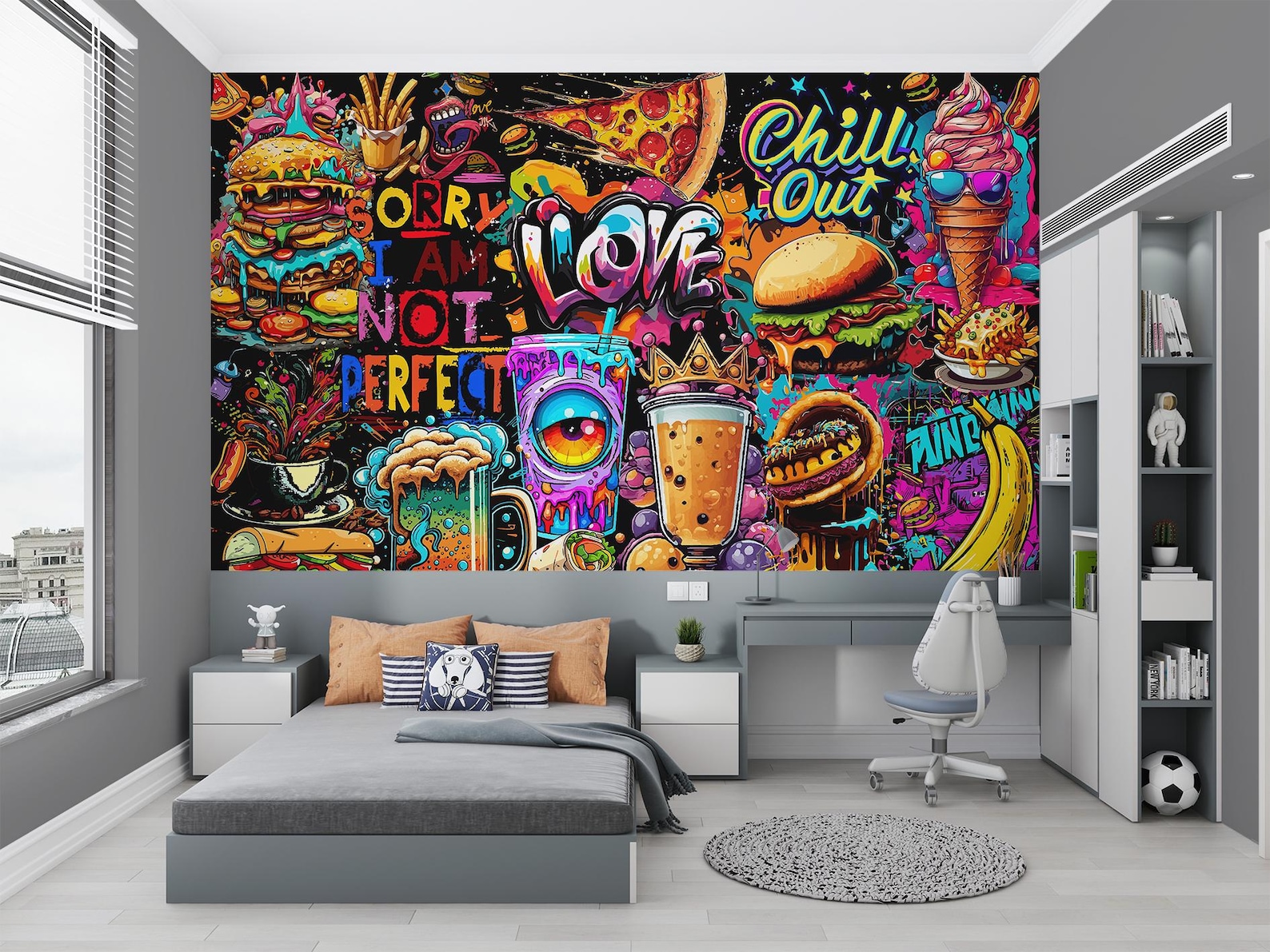 Street Food Art Wallpaper Graffiti Urban Street Art Wall Mural Food ...