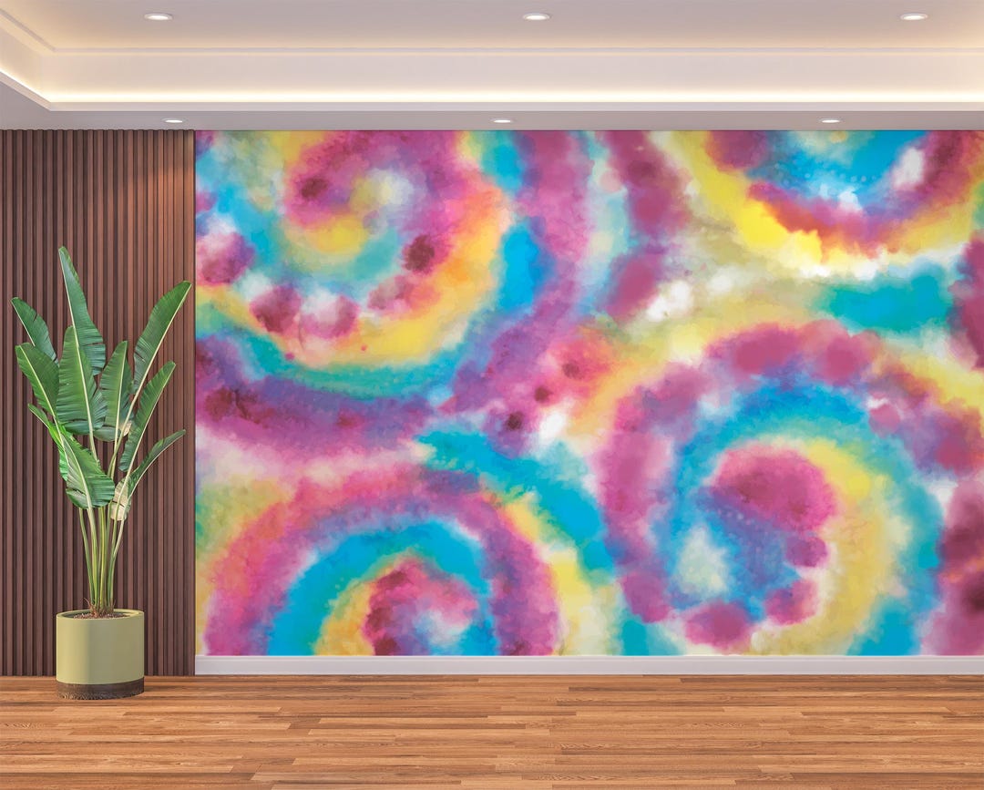 Tie Dye Colorfull Wall Mural Peel and Stick Abstract Vinyl Wallpaper ...