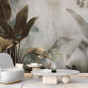 Vintage Jungle Wallpaper Retro Wandbild Wald Ländliche Tapete Peel Wandbild Dekor und Stick Home Akzent Wohnzimmer Wandbild