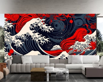 Wave Off Kanagawa Japanese Mural Wallpaper – Traditional Wall Art