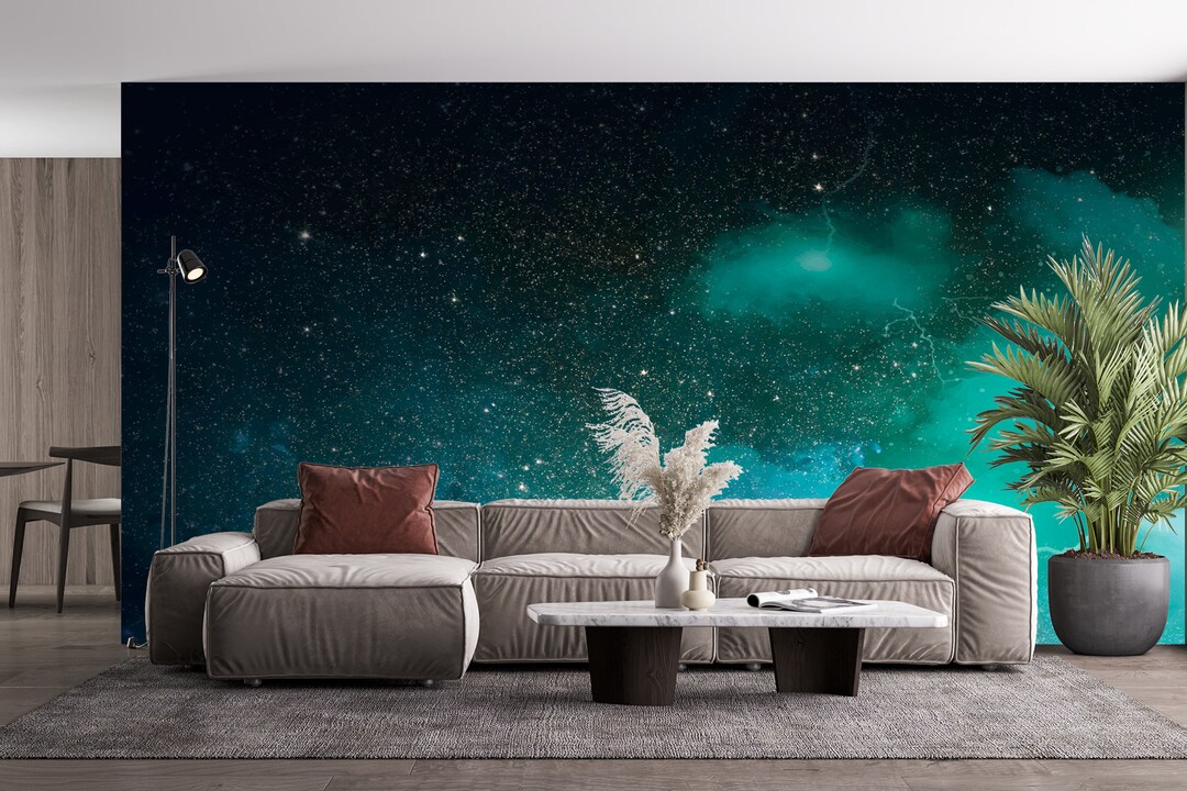 Green Space Milky Way Wall Art Mural & Wallpaper Nebula Galaxy Planet ...