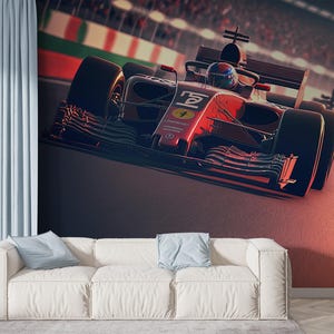 Carros Fórmula 1 Corrida Velocidade Arte de Parede Mural e Papel de Parede Descasque e Cole Motivação Decoração de Escritório Decoração de Parede Sala de Estar Fórmula 1