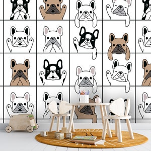 Hundemuster Funky Wallpaper & Wandbild Haustiere Kinderzimmer Kinder Hunde Wandbild zum Schälen und Aufkleben Dekor