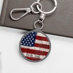 American Flag Keyring, We The People Keychain, Patriot Keychain