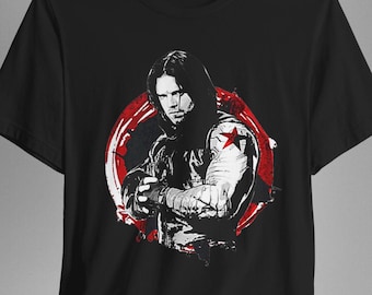 Winter Soldier Shirt, Distressed Bucky Barnes Cotton Tee, Sebastian Stan T-shirt, Gift For Women and Men Unisex T-Shirt