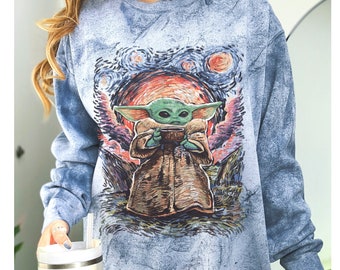 Grogu Starry Night Comfort Colors Sweatshirt