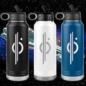 Chandrila Star Line Water Bottle, 32oz Large Galactic Starcruiser Water Bottle, Laser Engraved Halcyon Water Bottle, As One, Ta' Bu E Tay