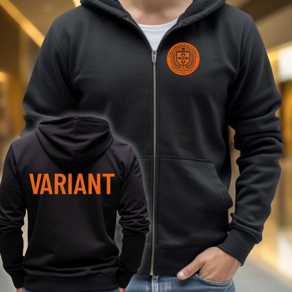 TVA Zip-Up Hoodie, Unisex Full Zip Hooded Sweatshirt, Time Variance Authority Emblem, TVA Hoodie, Variant Hoodie, TVA Gift, Loki Gift,