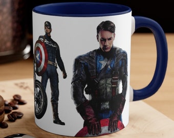 Capt America Accent Mug - 3 Images of the First Avenger on One Mug