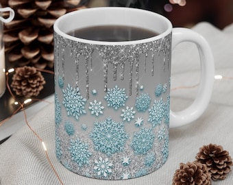 Beautiful Snowflake Mug, Winter Snowflake Mug, Christmas Snowflake Mug, Winter Mug, Christmas Mug, Winter Coffee Mug, Winter Coffee Cups