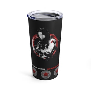 20oz Tumbler Winter Soldier, Double Sided, The Winter Soldier Mug, Bucky Barnes Travel Mug, Sebastian Stan Tumbler