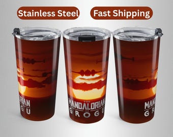 The Mandalorian and Grogu Movie Tumbler, Mando Coffee Travel Mug