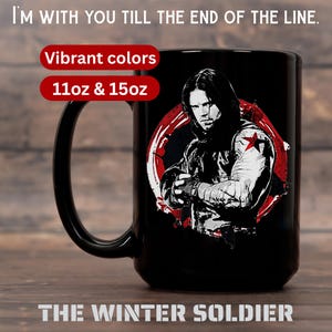 Winter Soldier Mugs, 11oz or 15oz Bucky Barnes Coffee Cups, Sebastian Stan Coffee Mugs, Same Image on Both Sides