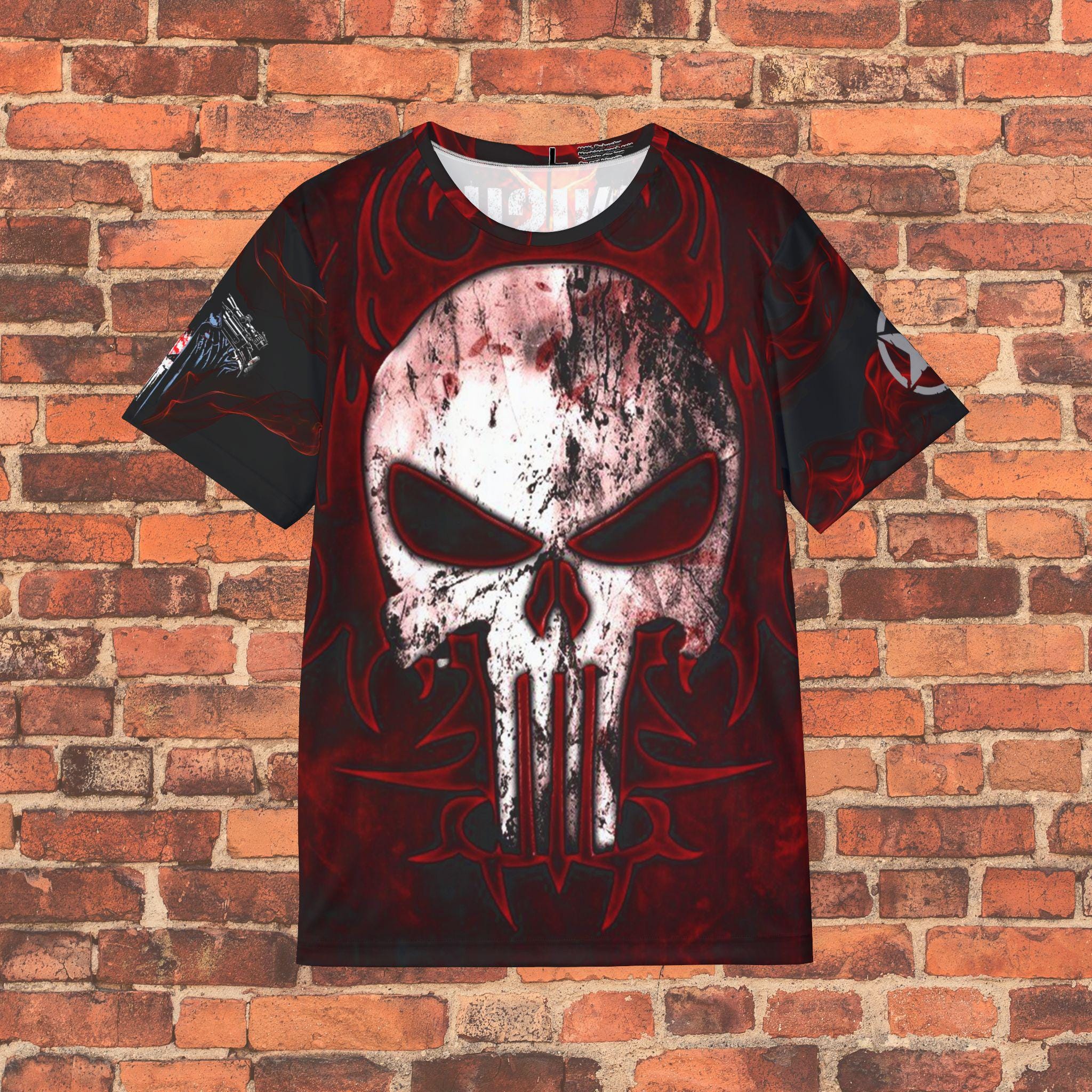 Grunge Punisher Skull Shirt, Frank Castle Fire Skull T-shirt, the