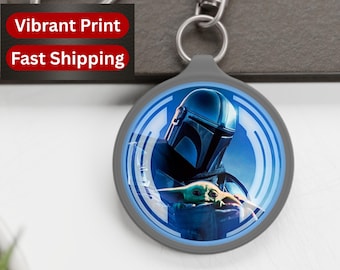 Mandalorian and Grogu Keyring, Keychain, Bag Tag, The Mandalorian Keyring, Grogu Keyring, Bag Charm, Bag ID,