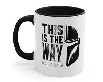 This Is The Way Distresed Mug, Black Inside and Handle Mandalorian Mug, Grunge Mandalorian Coffee Mug, This is the Way Mug, Din Djarin Mug