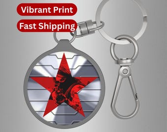 Winter Soldier Keychain: Bucky Barnes Keyring, Acrylic & TPU