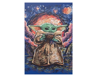 Póster de Grogu / Póster de Grogu Noche estrellada / Póster de Baby Yoda / Póster de El niño