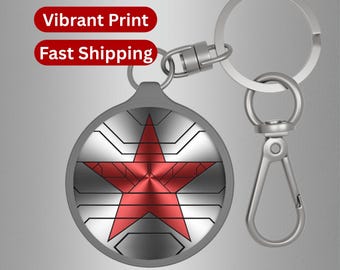 Llavero de estrella de Soldado de Invierno - Llavero de Bucky Barnes, etiqueta de equipaje de Soldado de Invierno