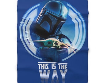 Couverture polaire Mandalorian et Grogu Sherpa, cadeau Grogu, jeté mandalorien, le cadeau mandalorien, intérieur extérieur, c'est la voie à suivre