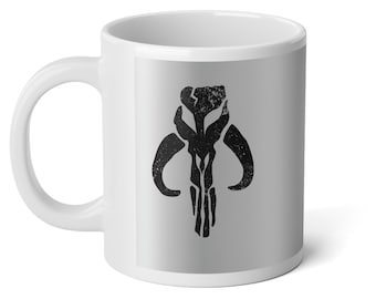 Mythosaur Skull 20oz Mug, Mandalorian Distressed Coffee Cup, This Is The Way XL Mug, Galaxy's Edge, Mandalorian Gift, Din Djarin, Grogu