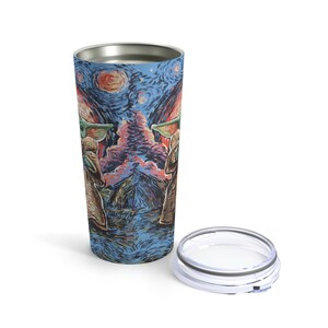 Grogu Starry Night Tumbler, Grogu Tumbler 20oz, The Mandalorian Tumbler, The Mandalorian Art, Grogu Mug, Baby Yoda Mug, The Child Mug image 4
