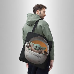 Bolsa de truco o trato de Grogu, 3 tamaños, Cosplay de The Mandalorian, Bolsa de Halloween de The Mandalorian, Bolsa de The Child, Bolsa de Halloween de Baby Yoda, Din Grogu imagen 3