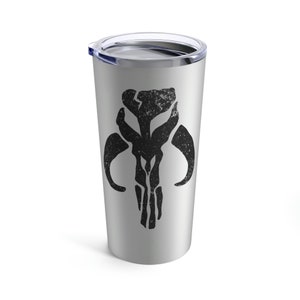Mandalorian Tumbler 20oz, Worn Looking Mythosaur Skull Tumbler, Mandalorian Mug, Grunge Mythosaur Mug, This is the Way Tumbler Travel Mug