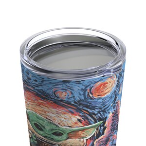 Grogu Starry Night Tumbler, Grogu Tumbler 20oz, The Mandalorian Tumbler, The Mandalorian Art, Grogu Mug, Baby Yoda Mug, The Child Mug image 5