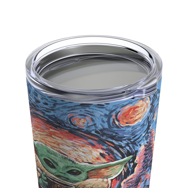 Grogu Starry Night Tumbler, Grogu Tumbler 20oz, The Mandalorian Tumbler, The Mandalorian Art, Grogu Mug, Baby Yoda Mug, The Child Mug image 5