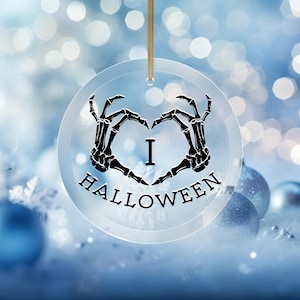Halloween Glass Ornament, Halloween Christmas Ornament, Halloween Ornament for Christmas, I Love Halloween Tree Ornament