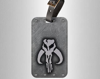 Mythosaur Skull Luggage Tag, Mandalorian Travel Bag ID