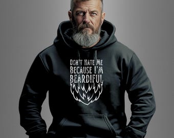 Funny Beard Gift, Men's Hooded Sweatshirt Gift for the Bearded