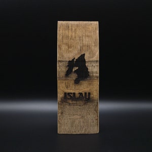 Islay Map Whiskey Barrel Stave Plaque, massive Eiche, handgefertigt auf Islay aus echtem Malt Scotch Whisky Fass, Whisky Geschenk, Whisky Fass Schild