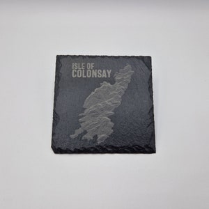 Colonsay Peak/Elevation Lines Slate Coaster, Scotland Coasters, Colonsay Art Map, Birthday Gift, Wedding Present