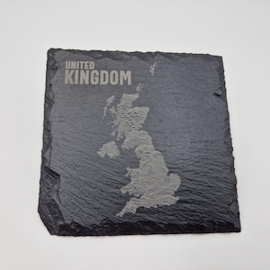UK Peak/Elevation Lines Schieferuntersetzer, Großbritannien Geschenke, Großbritannien Karte, UK Untersetzer, Geburtstagsgeschenk, Hochzeitsgeschenk