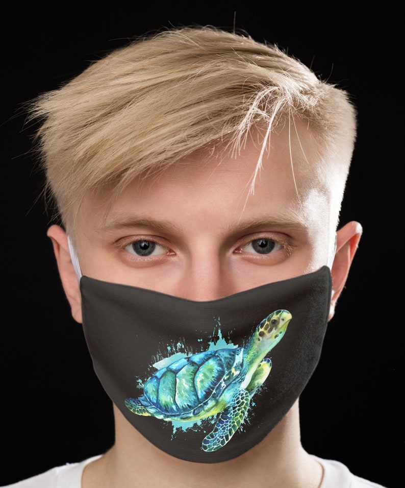 Jade Sea Turtle Custom Face Mask With Filter Pocket Face Mask Etsy