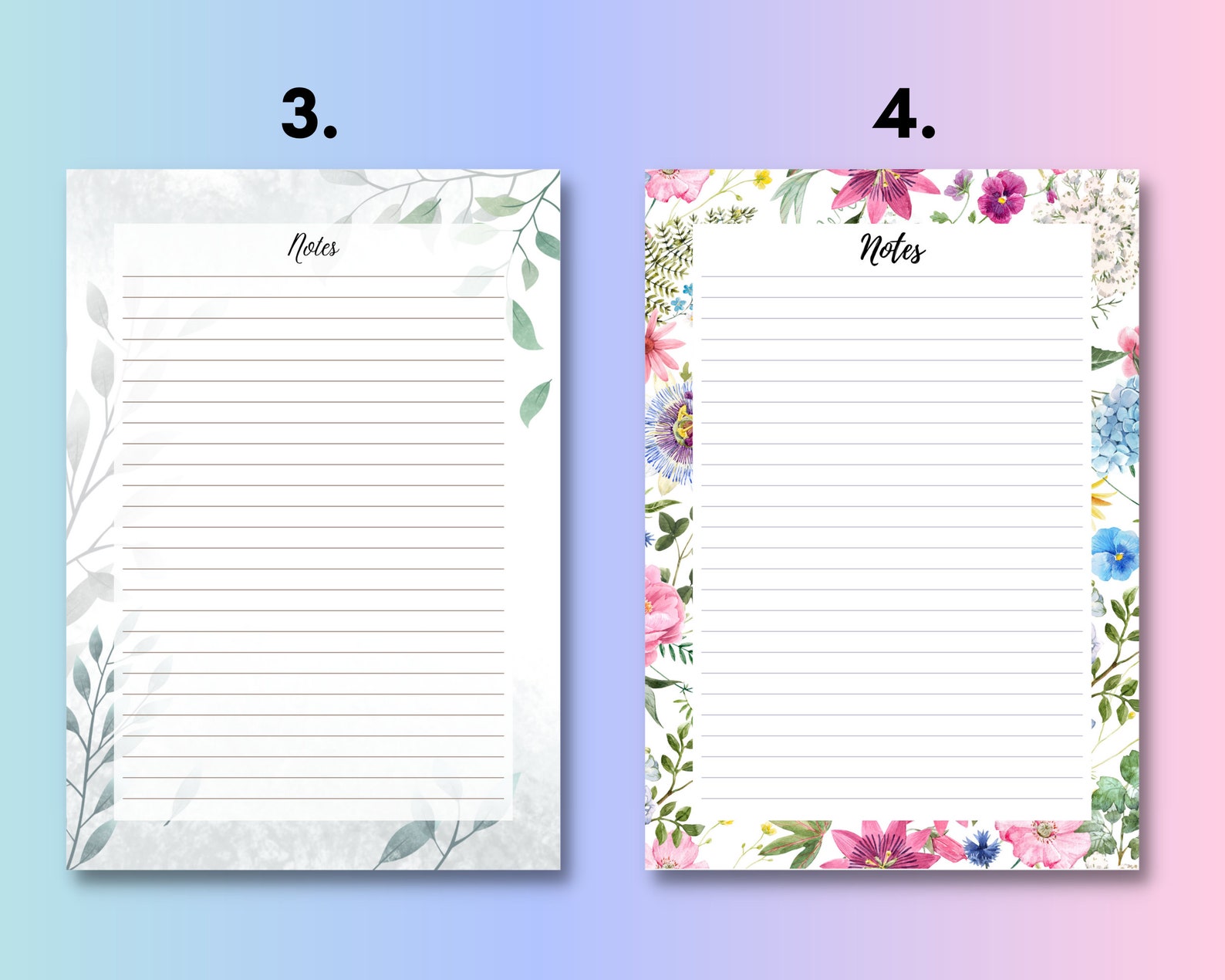 Printable A5 Notes Pages | Create Your Own Floral Notepads With Our ...