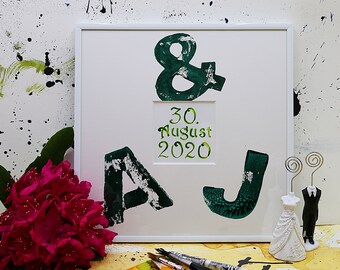 Gift Wedding Date Names Couples Unique Picture Frame Calligraphy Engagement Love Money Gift Individually Personalized