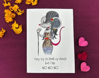 Amy Winehouse folding card or postcard greeting card congratulations card music birthday thank you invitation rock musician soul jazz Rattazoffski
