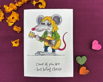 Kurt Cobain Nirvana Folding Card or Postcard Greeting Card Congratulations Card Music Birthday Thank You Invitation Rock Musician Grunge Rattazoffski
